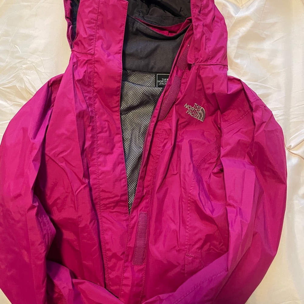 pink north face rain jacket